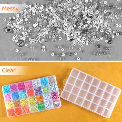 Eppingwin 28 Grids Bead Organizer, Craft Organizers and Storage, Acrylic Organizers, plastic Bead Organizer Box for Crafts Organizing Storing (2 Pack) - color: 28 grids(2 P)