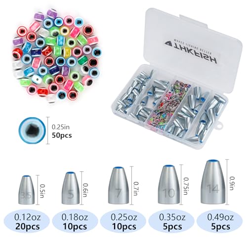 THKFISH Fishing Weights Sinkers Set, 28PCS Fishing Sinker Drop Shot Weights Kit,Drop Shot Rig Wacky Hooks for Saltwater Freshwater Bass Fishing - size: 120pcs-Tungsten Worm Weights Kit