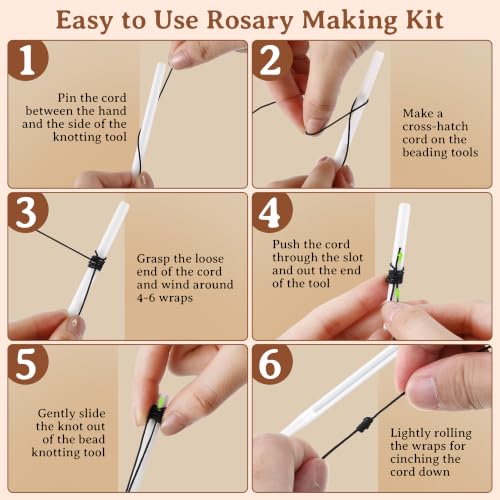2 Pack Rosary Cord Knotting Tool, #7#9 and #36 Dual Head Twine Knotting Tool, Rosary Making Supplies, Beads Tying Kit, Beading Cord Kit for Jewelry, Fishing Hook, Bracelet(White) - color: White