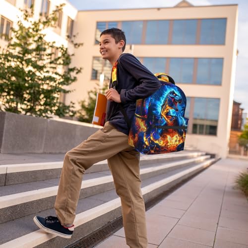 Dinosaur Backpack for Kids Toddler Boy Blue Fire Dino School Bookbag for Elementary Preschool Travel Bag Backpack for Kid Boys 8-12 Back to School Gifts - color: Dinosaur 01