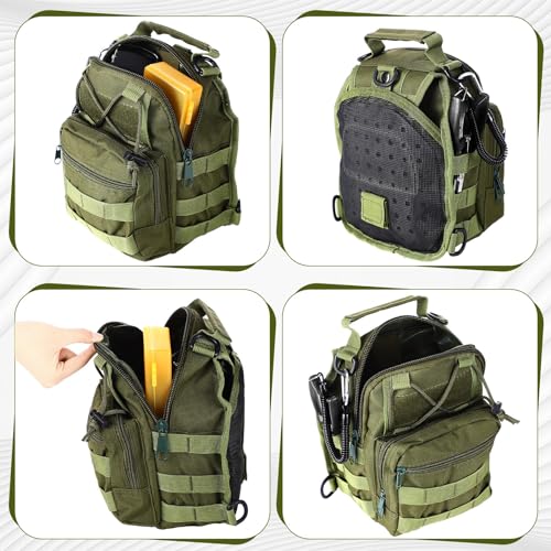 Sosation 134 Pcs Fishing Tool Fishing Tackle Box Kit and Equipment for Adults Beginner Gift, Hook Remover, Pliers Kit, Backpack Tackle Container Lures, Lip Gripper, Weigh Scale - color: Army Green