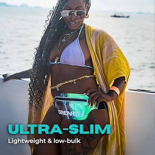 DRENCH Iridescent Waterproof Fanny Pack | Submersible Dry Bag Waist Pouch for Swimming, Snorkeling & Kayaking | Waterproof Phone Case & Underwater Phone Holder for Beach, Pool Parties & Travel - color: Pink Iridescent