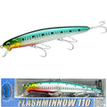 LUCKY CRAFT FlashMinnow 110, Super Glow Series, Saltwater Fishing Lures, Jerkbait Surf Fishing Accessories and Gear, 1-2 ft Slow Suspending Topwater Lure, Halibut and Bass Fishing Lures - color: 614 Pacific Sardine