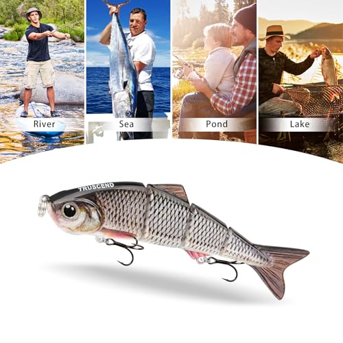 TRUSCEND Swimmax Easy Catch Fishing Lures with BKK Hooks, Wiggling, Vibrating, Rattling and Gurgling for More Bites, Heavy-Duty Dyneema Fiber Jointed Swimbaits for Bass, Trout, Crappie, Walleye, Pike - color: B1-3.5",0.38oz