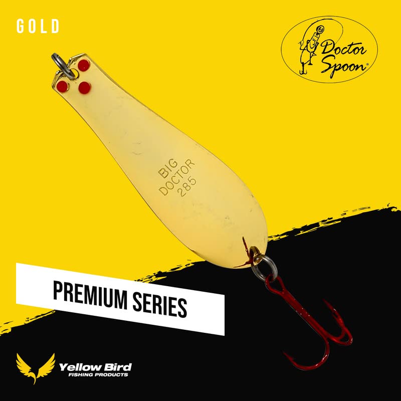 Doctor Spoons Fishing Lures Series - Made in USA - Saltwater & Freshwater - Eagle Claw Hook - Walleye, Bass, Northern, Pike, Salmon, Trout, Striper - Casting, Jigging, Trolling, 3 Pack - color: Gold, size: 1 7/8" | 1/4 oz