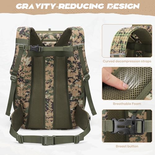 Maelstrom Tactical Backpack for Men, Water Resistant 40L Military Bag | Molle System, 900d Polyester, Laptop Pocket, Load Compression, Tripod Straps, For Hunting, Travel, Hiking,Gym, Camping - color: D.camouflage Green