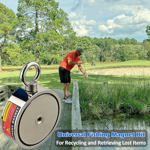 MUTUACTOR Super Strong Fishing Magnet Kit,Φ4.21” Double Sided Heavy Duty Neodymium Magnet,2800lbs Permanent Rare Earth Magnets Fishing with 65FT Rope Gloves for Hunting Retrieval Underwater Searching - style: 2800lb Magnet(Double Sided) with Box--Φ 4.21"