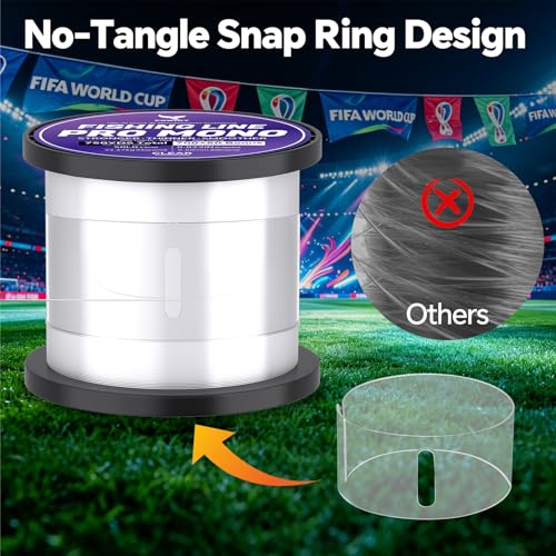 Monofilament Fishing Line with Knot Guide Card, Tangle-Free Snap Ring for No More Mess, Low Memory Smooth Casting Nylon Mono String, 15/20/30/50/80LB, 220-1050 Yards - color: Clear, size: 50LB 750Yards