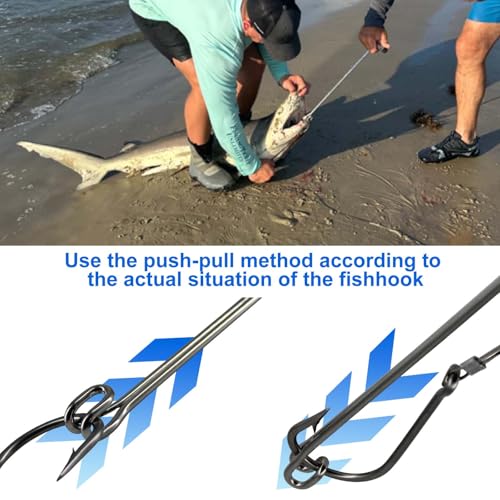 Stainless Steel Fishing Hook Remover，Dehooker Tool,Push/Pull Hook Remover，Anti-Lost Saltwater Dehooker Tool Shark Hook Remover - size: 17"