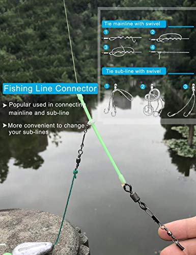 Fishing Barrel Swivels Set, 210pcs Rolling Bearing Snap Connector for Saltwater Freshwater Fishing