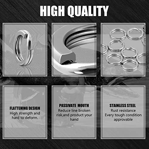 Fishing Split Rings Kit,200pcs Stainless Steel Split Rings Heavy Duty Wire Fishing Rings Fishing Lure Rings Saltwater Fishing Lure Connectors Round Solid Rings for Jigging Trolling - color: 200pcs Sliver Rings Kit