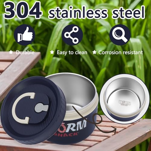 2Pcs Live Bait Storage,Fishing Bait Container, Stainless Steel Worm Storage Box, Nightcrawler Box, Bait Tank, Compact and Durable,Small and Portable, Keeps Bait Fresh and Alive - color: Blue