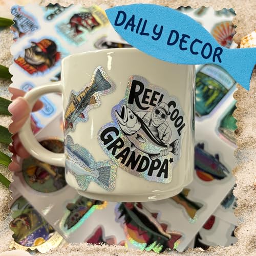 105Pcs Funny Fishing Stickers - Holographic Waterproof Vinyl Decals for Scrapbooks, Laptops, Water Bottles, Tackle Boxes - Ideal Gift for Fishermen, Dad, Fishing Lovers - style: Funny Fishing Stickers