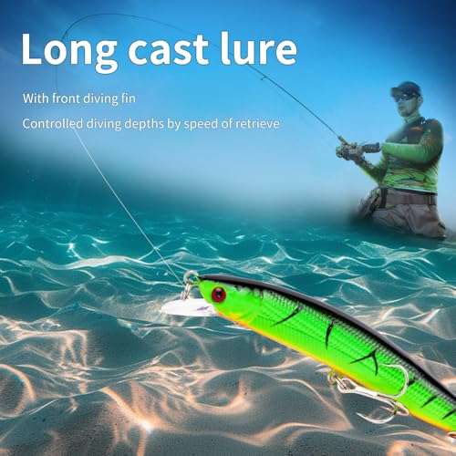 TSKS Fishing Artificial Lures Kit Mixed Including Front Diving Fin Minnow Surface Popper Crank Baits Pencil VIB with Hook and Soft Lures Accessories for Saltwater Freshwater Trout Bass Tackle Gift Set - color: 105pcs