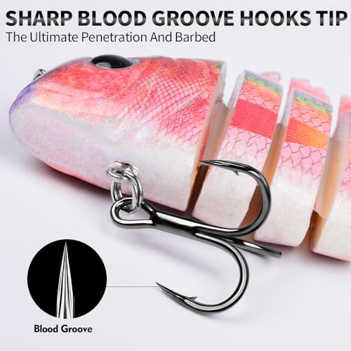 Crankbait Fishing Lure Pike Muskie Lures Lifelike Multi Jointed Swimbait Segement Hard Minnow Bait Treble Hook - color: HS078DEF-3pcs/set