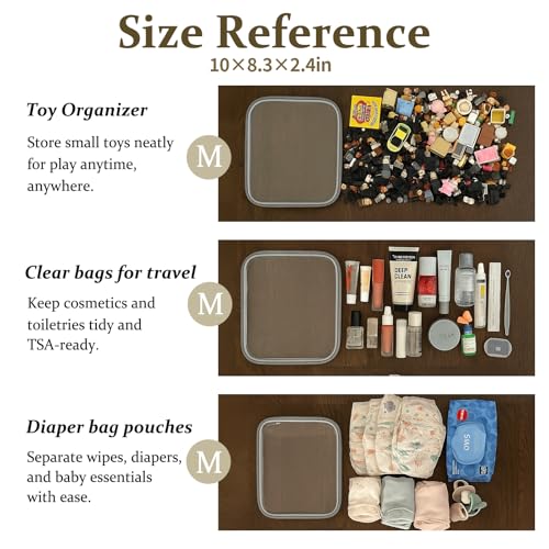 4 pcs Clear Zipper Pouches,Hard Shell Zipper Case, Toiletry Bag for Travel, CLear Diaper Bag, Toiletry Pouch, Travel Organizer, Cosmetic Bag,Toy Storage Bins (M+3S) (Gray) - color: Gray, size: M+3S