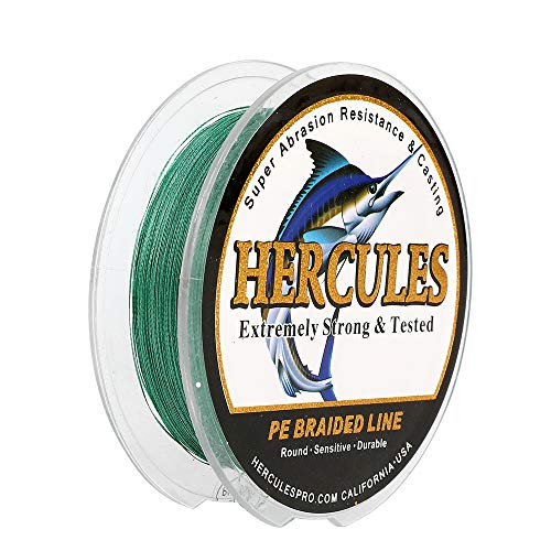 HERCULES Cost-Effective Super Strong 4 Strands Braided Fishing Line 6LB to 100LB Test for Salt-Water, 109/328 / 547/1094 Yards (100M / 300M / 500M / 1000M), Diam# 0.08MM - 0.55MM, Hi-Grade - color: Green, size: 10LB(4.5KG)-0.12MM-547YDS(500M)