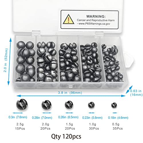 SANWEAL120PCS/200PCS Fishing Weights Sinkers - Premium Split ShotFishing Weights Sinkers - Round Removable Fishing Sinkers - 5/6 Sizes - style: Round/120