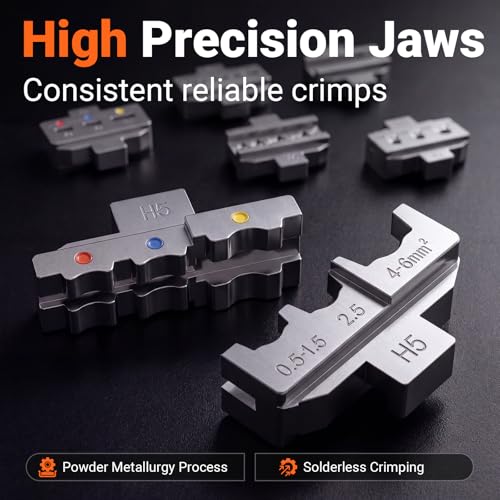 Preciva Crimping Tool Kit with 6 Interchangeable Jaws, Adjustable Ratchet Crimper with Pressure Knob, 361pcs Terminals, Ergonomic Handle & Storage Case – MC4 Crimping Tool for Electrical Work - size: 361