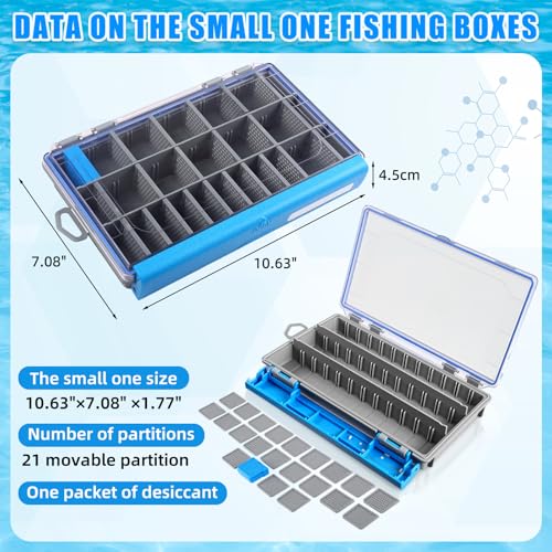Junkin 6 Pack 3600 Fishing Tackle Boxes Waterproof, High-vis Blue Lure Organizer Trays with Removable Dividers, Airtight Bait Storage Case for Bass Fishing Backpacks & Kayak Gear Accessories - color: Blue, size: 3600