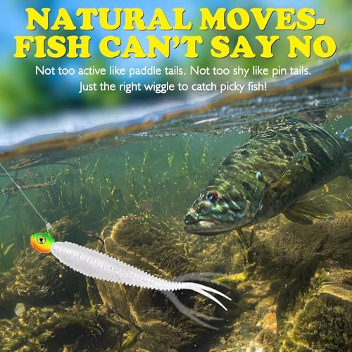 LUCKYFISHING Soft Plastic Baits 20PCS/30PCS/40PCS Forked Tail Fishing Soft Bait for Bass Walleye Trout Crappie Lures 3in/3.5in/4in - color: Pearl White, size: 4in-20pcs