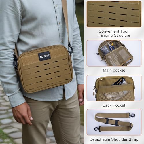 Goture Fishing Backpack, 58L 900D Water-Resistant Insulated Tackle Backpack with Cooler, Rod Holders, 8 Lure Pockets, Detachable Crossbody Bag, Gear Storage Large Fishing Bag for Camping Hiking - color: Khaki