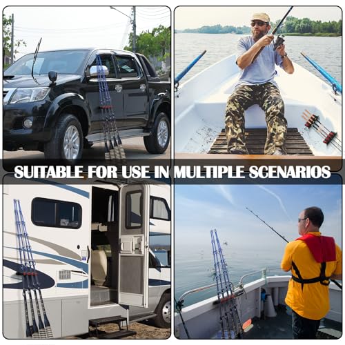 Seenelling 2 Pcs Magnetic Fishing Rod Holder for Car Fishing Pole Rack Vertical Rod Storage Holders for Truck Bed Boat Wall Garage Door - color: Red, size: 4 Rods