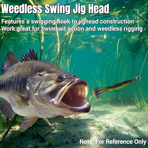Vivid Fish Eyes Swimbait Jig Heads for Fishing, 15Pcs Swing Bass Jigheads Lifelike Weedless Jig Heads for Ned Rig or Texas Rig 1/8 3/16 1/4 3/8 1/2oz - size: 3/16oz-2/0, 15Pcs