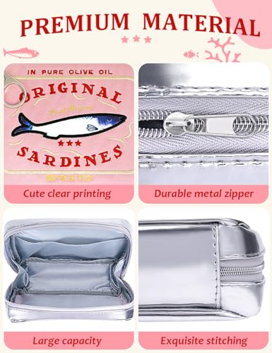 Cessfle Canned Sardines Makeup Bag, Funny Sardine Tin Fish Cosmetic Bag, Creative Cute Makeup Bag Kawaii Pencil Case Pouch, Coquette Make up Pouch for Women - color: Pink