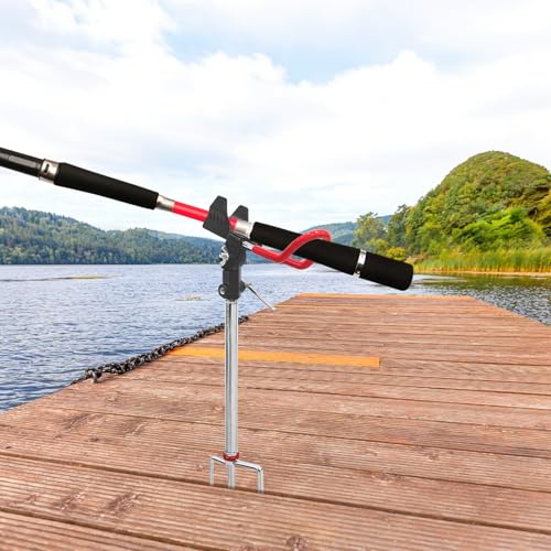 2Pack Fishing Rod Holder for Ground,360 Degree Adjustable Bank Fishing Pole Holders,Multifunctional Stainless Steel Beach Fishing Rod Stand Easy Set Up Rustproof(Gift for Men)