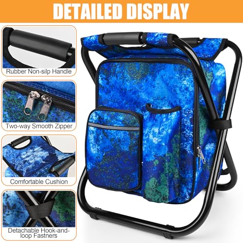 Kikerike Backpack Stool Cooler Chair Heavy Duty 300 LBS Max Load Portable Lightweight Stool Backpack Folding Fishing Cooler Seat for Camping Hunting Fishing - Ocean - color: Ocean