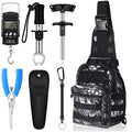 Hungdao 7 Pcs Fishing Backpack Tool Kit Fish Gear Fish Hook Pliers Remover Digital Scale Gripper Sheath Lanyards Hook Separator for Saltwater Freshwater Fishing Men Gift - style: Anaconda Style