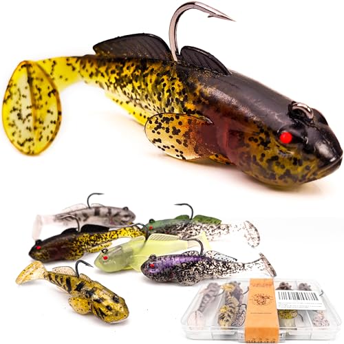 Soft Fishing Lures Shad Minnow Swimbaits, Pre-Rigged Jig Heads Paddle Tail Swim Baits for Bass, Trout, Walleye, Crappie, Sinking Jigs Bait for Saltwater Freshwater, Fishing Gifts for Men - color: D2-3.3"-0.78oz-6 Color