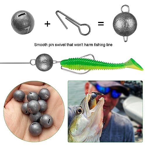 306pcs Fishing Lure Accessories Kit Including Hooks, Sinkers Weights, Rubber Bobber, Jigs, Beads, Swivels Snaps, Fishing Gear Kit with Tackle Box