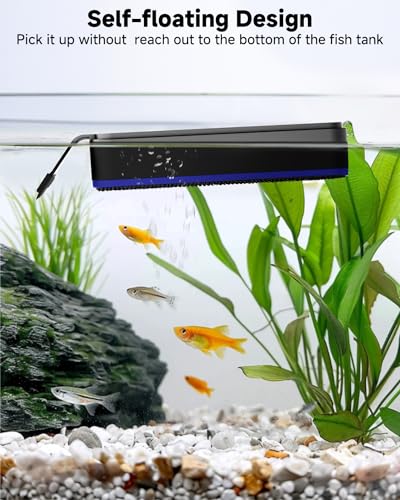 AQQA Magnetic Aquarium Fish Tank Glass Cleaner, Dual-Blades Algae Scraper Glass Cleaner Scrubber, Double Side Floating Aquarium Magnetic Brush for 0.4-1.0 Inch Thick Glass Aquariums Tank (XL) - size: XL