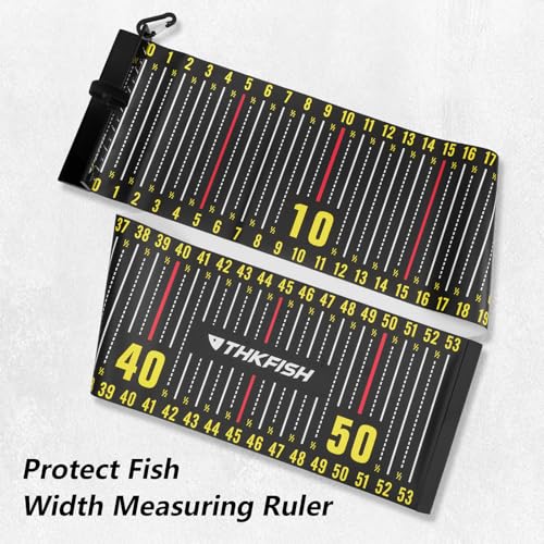THKFISH 53in Fish Ruler with Measuring Board, Portable Waterproof Folding Fishing Ruler Fish Measuring Tape for Boat, Kayak, Coolers, Yacht and Workbench - color: Black