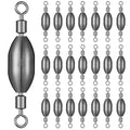 Seenelling 20 Pcs Brass Fishing Sinker Swivel Fishing Weights Saltwater Bullet Sinkers Drop Shot Weight Egg Sinkers with Swivel Rolling Removable Freshwater - size: 1/2 oz