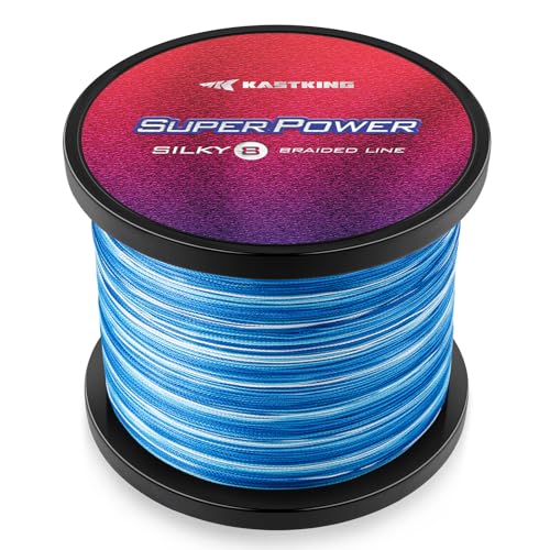 KastKing SuperPower Braided Fishing Line - Abrasion Resistant Braided Lines – Incredible Superline – Zero Stretch – Smaller Diameter – A Must-Have! - color: X8-Blue Camo, size: 20LB(150 Yds)