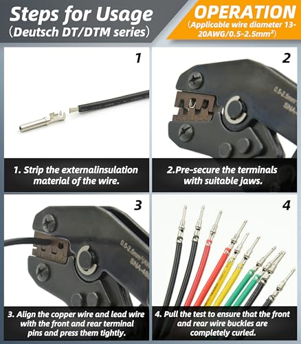 216 PCS DT Connector Kit with Ratcheting Wire Crimper for Deutsch Connector, 2 3 4 6 8 12 Pin Connectors Automotive Electrical Connectors With Size 16 Stamped Contacts & Accessories