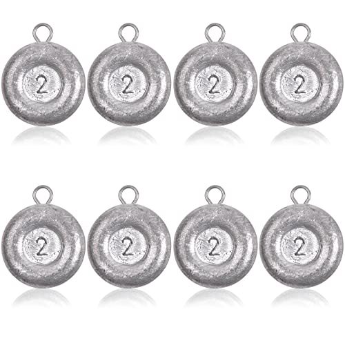 Disc Sinkers Fishing Weights Coin Sinkers Saltwater Surf Fishing Weights Bottom Fishing Drifting Trolling Catfishing Fishing Sinkers Weights Saltwater Tackle 1oz 2oz 3oz 4oz 5oz 6oz 8oz - style: 2oz-8pcs