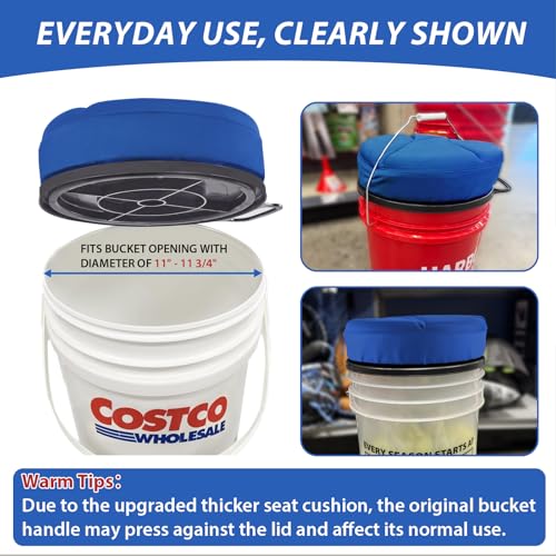 5 Gallon Bucket Seat with 3" Thick Seat Foam Cushion, 360°Swivel Bucket Lid Seat, Waterproof & Silent Bucket Seats for Dove Duck Hunting, Ice Fishing, Baseball, Camping - color: Blue