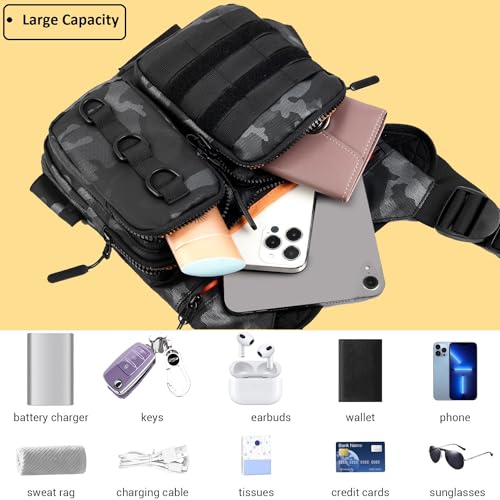 Criuage Outdoor Chest Bag for Men, Lightweight Adjustable Running Vest, Water Resistant EDC Chest Pack with Water Bottle Pocket, Breathable Back Pad for Hiking Cycling Fishing Travel (Camo) - color: Camo