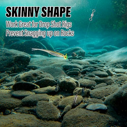 Dr.Fish Tungsten Drop Shot Weights Pencil Skinny Sinkers with Barrel Swivels for Freshwater Bass Fishing Drop Shot Rig
