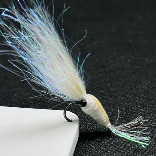 8Pc Bionics Crystal Flash Silk Shrimp Artificial Lures Fly Fishing Flies Saltwater Freshwater Bait Fishing for Bass Trout Salmon Hook Size #6 - color: Silvery