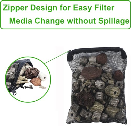 10 Pcs 3" x 4" Aquarium Filter Media Bags Small, Mini Fish Tank Media Mesh Filter Bags for Activated Carbon, Ceramic Media Rings, Mesh Reusable Bags with Zipper Black - size: 3" x 4"
