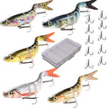 Fishing Lures for Freshwater and Saltwater, Realistic Fishing Lures with Storage Box for Bass Trout Crappie Walleye Pike Bluegill, Slow Sinking Jointed Swimbait, Extra 5pcs 6# and 5 pcs 8# Hooks