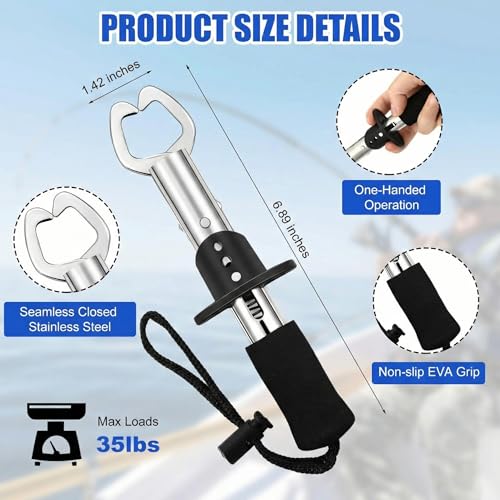 VioraWhite 8 Pieces Fishing Tools Kit Fish Hook Remover Set Include Fishing Pliers Lip Gripper Multifunction Scissors Gloves Towel Keychain Hook for Men Women Gifts - color: Black