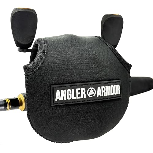Angler Armour Baitcast Reel Cover | Baitcaster Sleeve | Fishing Reel Pouch | Low Profile Baitcasting Reel Protector | Neoprene Reel Case | 50 100 200 Series Baitcast Covers - color: Black