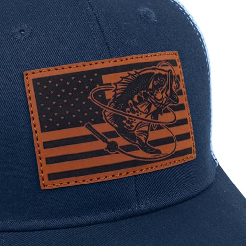 Fishing Gifts for Men - Snapback & Trucker Hats - American Flag Outdoor Fishing Hat - color: 02.navy(bassflag)