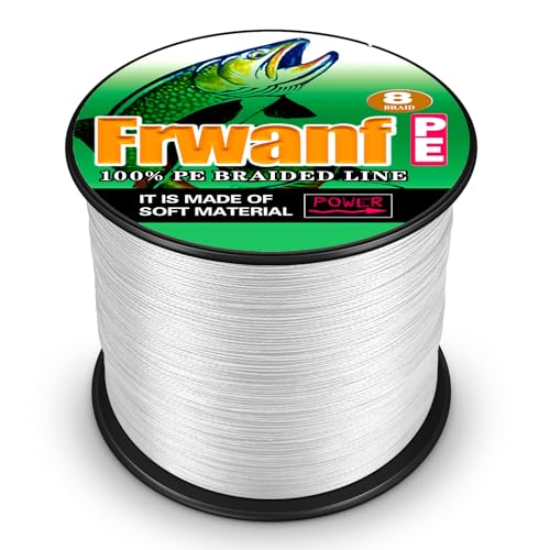 8 Strand Braided Fishing Line - Colorfast - Zero Stretch - High Strength - Abrasion Resistant Braided Line - Thousands of Choices in 9 Colors - Professional Performance in Salt or Fresh Water - color: White (do not fade), size: 6LB-109Yards-0.10MM(do not